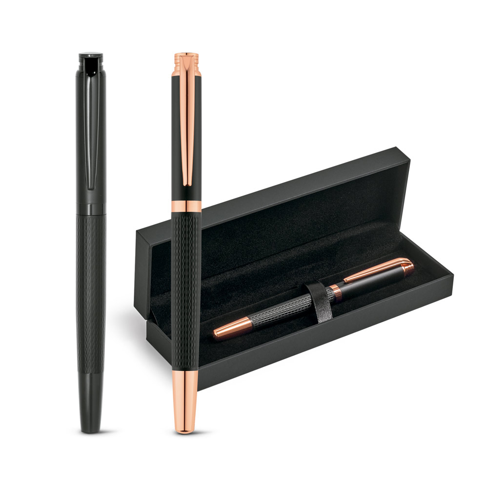 BLAZON. Roller em metal com escrita em preto